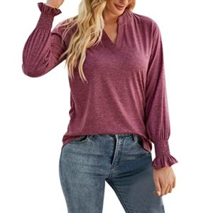 Essentials Women's Classic-fit Short-Sleeve Crewneck T-Shirt Loose Summer Tops Womens Summer Tops UK Christmas Jumper Wine