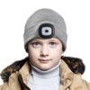 Etsfmoa Unisex LED Beanie Hat with Light,Gifts for Kids Boys and Girls - Grey - 7 Years