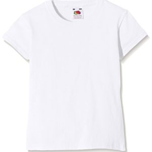 Fruit of the Loom Girl's Valueweight T Shirt, White, 9-11 Years UK