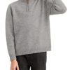 GAMISOTE Boys Sweater Quarter Zip Up Chunky Knit Mock Neck Warm Pullver Kids Knitwear, Grey, 5-6 Years