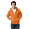 GILDAN Adult Fleece Zip Hooded Sweatshirt, Style G18600, Safety Orange, S