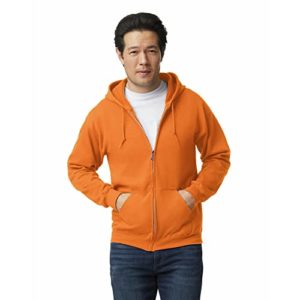 GILDAN Adult Fleece Zip Hooded Sweatshirt, Style G18600, Safety Orange, S