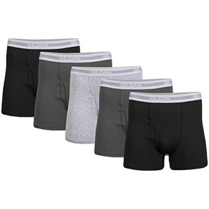 GILDAN Men's Short Leg Boxer Briefs, Multipack, Black/Charcoal/Sport Grey (5-Pack), Medium (Pack of 5)