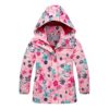 Girls Rain Jacket Kids Hooded Raincoat Windbreaker with Fleece Lining, 2906, 12
