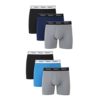 Hanes Mens Originals Boxer Briefs, Briefs, & Trunks, Regular Leg - Grey/Blue/Black - 6 - Pack, S