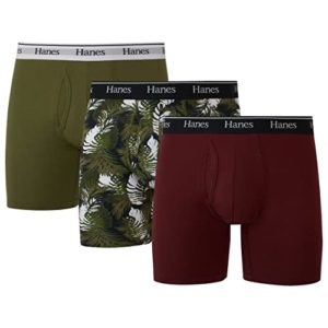 Hanes Men's Originals Boxer, Briefs, & Trunks, Maroon/Cargo Olive, S