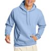 Hanes Men's Sweatshirt, EcoSmart Fleece Hoodie, Cotton-Blend Fleece Hooded Sweatshirt, Plush Fleece Pullover Hoodie, Light Blue, XXL