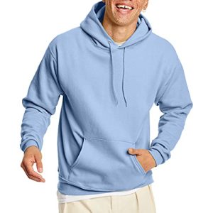 Hanes Men's Sweatshirt, EcoSmart Fleece Hoodie, Cotton-Blend Fleece Hooded Sweatshirt, Plush Fleece Pullover Hoodie, Light Blue, XXL