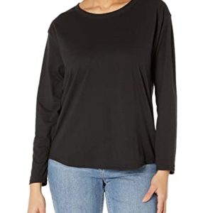 Hanes Women's Originals Tri-Blend Long-Sleeve T-Shirt, Crewneck Tee, Relaxed Fit, Eco White, XS