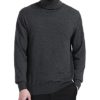 Kallspin Men's Lightweight Wool Blend Knitted Jumpers Turtle Neck Long Sleeve Relaxed Fit Sweater (Dark Grey, L-Tall)