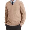 Kallspin Men's Wool Blend Knitted Jumpers Relaxed Fit V Neck Long Sleeve Pullover Sweater(Coffee, M)