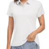 KEFITEVD Women Sports Polo Shirt Lightweight Quick Dry Tennis Shirt Summer Breathable Running Tops Casual Work T Shirt,White,XL