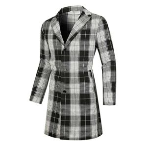 KINKOCCL Men's Classic Notched Collar Wool Coat Winter Warm Hooded Overcoat Double Breasted Long Jackets Coat Windbreaker Outwear Regular Fit Padded Military Peacoat