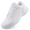 Knixmax Outdoor Shoes for Women Lightweight Running Sneakers Fashion Leisure Gym Athletic Fitness Tennis Trainers Shoes for Walking and Sport White UK5