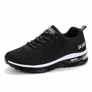 Lamincoa Women's Athletic Running Shoes Air Cushion Mesh Sneakers Lightweight Tennis Sports Breathable Walking Easy Shoes Outdoor Black Size: 8 UK