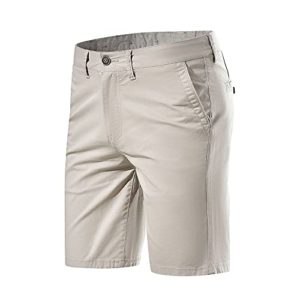 Les umes Chino Summer Shorts for Men Cotton Walkshort Half Pants Casual Golf Beach Comfort Short Trousers A-Khaki 36