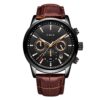 LIGE Watch Men's Fashion Waterproof Sports Chronograph Analogue Quartz Stainless Steel Business Leather Bracelet Black Dial Wristwatch