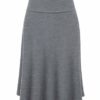 Lock and Love Women's Solid Ombre Lightweight Flare Midi Pull On Closure Skirt S-XXXL Plus Size - grey - Large