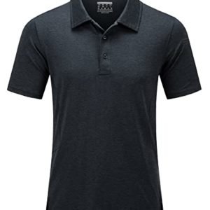 MAGCOMSEN Men's Breathable Quick Dry Golf Polo Shirt Summer Outdoor Lightweight Short Sleeved T-Shirt Black