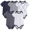 MAMIMAKA Unisex Baby Bodysuits Baby Clothes Short Sleeve Bodysuits Onesies Cotton 5-Pack for Boys and Girls