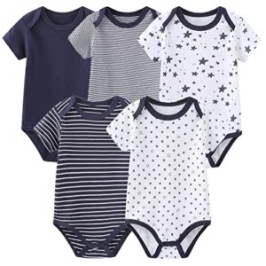 MAMIMAKA Unisex Baby Bodysuits Baby Clothes Short Sleeve Bodysuits Onesies Cotton 5-Pack for Boys and Girls