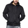 Mens Fleece Hooded Zip Plain Sweatshirt Top Sizes S to 5XL (Black, x_l)