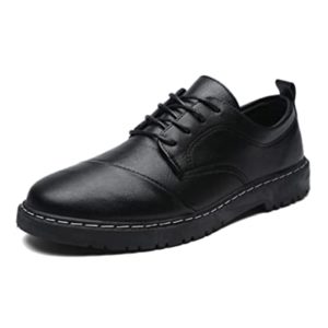 Mens Oxfords Leather Lace-ups Formal Business Dress Fashion Brogues Classic Derbys Casual No-Slip Wedding Walking Shoes Black