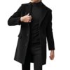 Mens Trench Coat Wool Blend Top Pea Coat Winter Long Single Breasted Classic Stylish Business Overcoat Windbreaker Coat(Black,4X-Large)