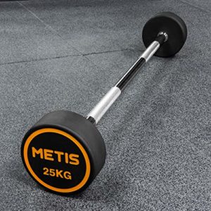 METIS Rubber Barbell Weights [10kg-30kg] Barbell Weights Sets with Handle | Exercise Equipment for Women & Men | Home/Gym | Barbell Chrome Handle & Weights Set