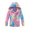 MGEOY Boys Girls Rain Jackets Lightweight Waterproof Hooded Raincoats Windbreakers for Kids, Rainbow Owl(lining:fleece), 7-8 years