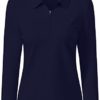MoFiz Women's Long-Sleeve Polo Top Cotton Golf Shirts Plain Classic Pique Polo Shirts Dark Blue Size L