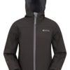 Mountain Warehouse Exodus Kids Softshell Jacket - Breathable Childrens Jacket, Showerproof Girls Coat, Fleece Lined Boys Hoodie, Wind Resistant - for Travelling, Black, 11-12 Years