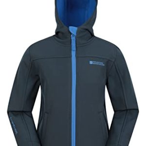 Mountain Warehouse Exodus Kids Softshell Jacket - Breathable, Wind Resistant, Water Resistant & Fleece Lined Coat for Boys & Girls - For Spring, Hiking & Outdoors Navy 11-12 Years