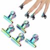 Nail Extension Clips, 6 Pcs Stainless Curve C Nail Curvature Pinching Clips Multi-Functional Nail Extension Clips Nail Art Accessories Metal Tools, Multicolour