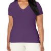 Nautica Women's Easy Comfort V-Neck Supersoft Stretch Cotton Solid T-Shirt, Black Berry, X-Large