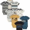 Onesies Brand Baby Boys' 8-Pack Short Sleeve Mix & Match Bodysuits Toddler T-Shirt Set, Dangerously Cute Tiger, Newborn