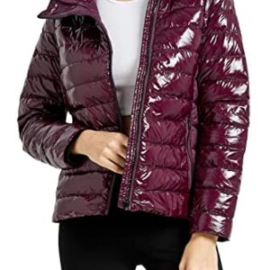 Orolay Women's Short Down Coat Diamond Quilted Puffer Jacket Stand Collar Purple M