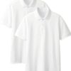 Pack of 2 Kids Boys Girls School White Uniform Plain Polo Short Half Sleeve Shirts Outdoor Sports Gym(White 5-6)