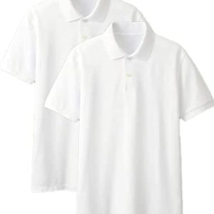 Pack of 2 Kids Boys Girls School White Uniform Plain Polo Short Half Sleeve Shirts Outdoor Sports Gym(White 5-6)