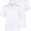 Plain Polo Shirt (Pack of 2) Boys and Girls Age 3-14, 100% Cotton School P.E Sports Gym Short Sleeve Outdoor (White, 13-14)