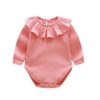 PythJooh Newborn Baby Girl Boy Short Sleeve Romper Unisex Kid Ruffled Collar Rib Cotton Bodysuit Playsuit 3-24Months