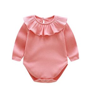 PythJooh Newborn Baby Girl Boy Short Sleeve Romper Unisex Kid Ruffled Collar Rib Cotton Bodysuit Playsuit 3-24Months