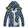 SHIBASHAN Boy Rain Jacket Kids Waterproof,Boys Outdoor Rain Coats,Softshell Jacket Girls' Raincoats(Navy Shark 3T)