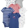 Simple Joys by Carter's Baby Boys' Short-Sleeve Bodysuit, Pack of 6, Sports/Multi Stripe, 3-6 Months
