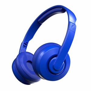 Skullcandy Bluetooth Cassette Wireless On-Ear Headphones with Microphone, Up to 22 Hours Battery Life with Removable AUX Cable and Collapsible Design, Cobalt Blue