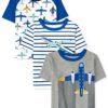 The Children's Place Baby Boys Toddler Basic Short Sleeve Shirt Mulitpacks, Plane Graphic-3 Pack, 5 Years (Pack of 3)
