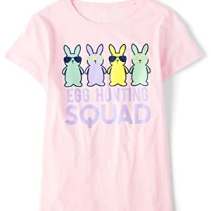 The Children's Place Girls' Short Sleeve Graphic T-Shirt, Mom Egg Hunt, L
