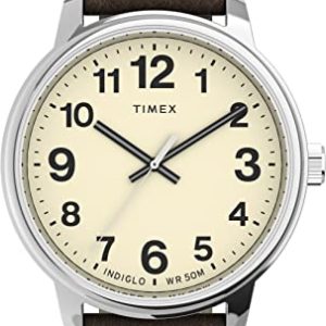 Timex Easy Reader Men's 43mm Brown Leather Strap Watch TW2V21300