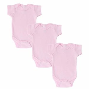 Tiny Baby Bodysuits, Short Sleeved Cotton Vests, Rompers, Popper Fastening, 3 Pack, Pink, 3.5kg