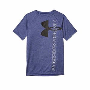 Under Armour Boys' Tech Split Logo Hybrid T-Shirt, Royal (400)/Black, Youth Small